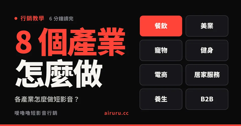 各產業怎麼做短影音？八個產業的切入角度與 KPI 設定