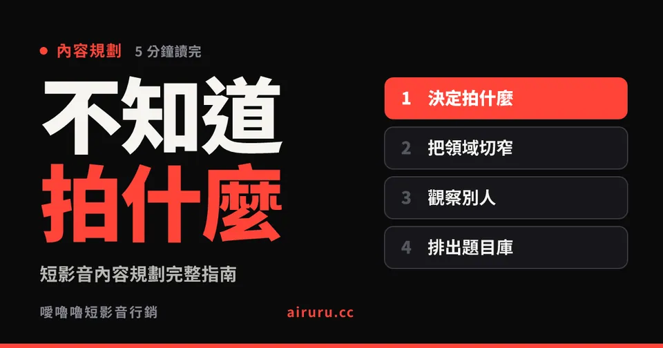 短影音內容規劃完整指南：不再每天煩惱要拍什麼