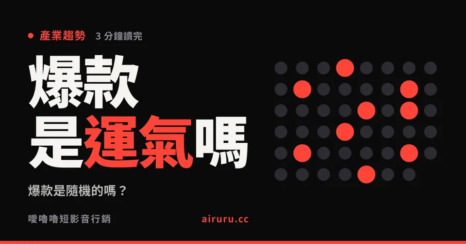 爆款是隨機的嗎?21 支破百萬影片集中在 9 個帳號,比隨機更集中
